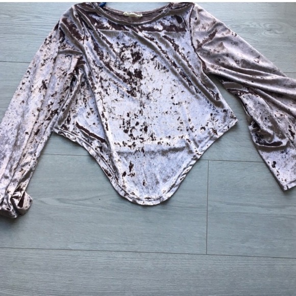 Crushed velvet tie crop top - Picture 2 of 3